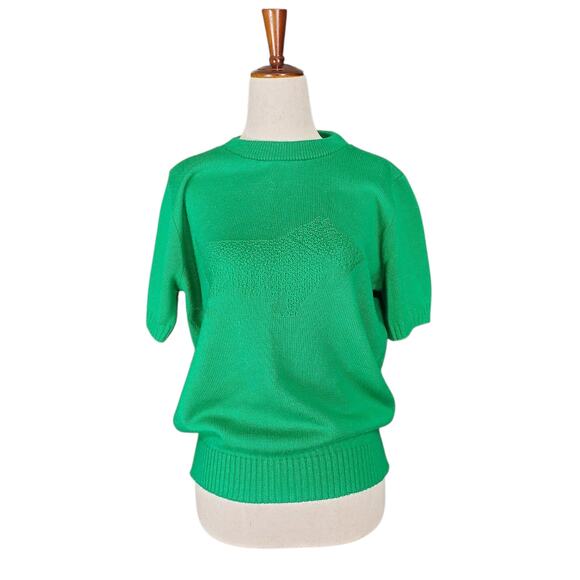 Vintage Sweater Short-Sleeved Green Kenneth Too! Scottie Dog - Women's Medium - Picture 8 of 8